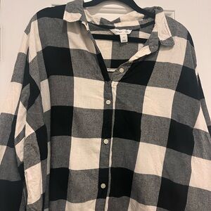 Old Navy Black and White 4X Plaid Women's Shirt